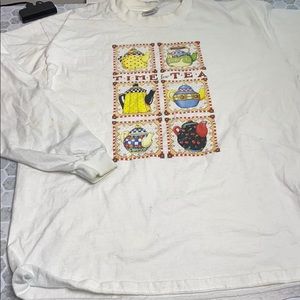 Hanes XL Time for Tea Long Sleeve T Shirt Teapot